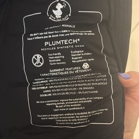 Save the Duck Plumtech Synthetic Recycled Down Removable Hooded Puffer Jacket - Picture 9 of 12